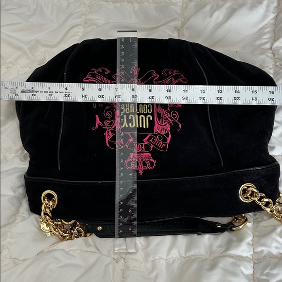 RARE Vintage Juicy Couture Velour Hobo Chain Charm Y2k Black, Gold, Hot Pink HTF - Picture 16 of 16